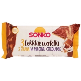 SONKO Lekkkie Wafelki 3 ziarna w czekoladzie mlecz
